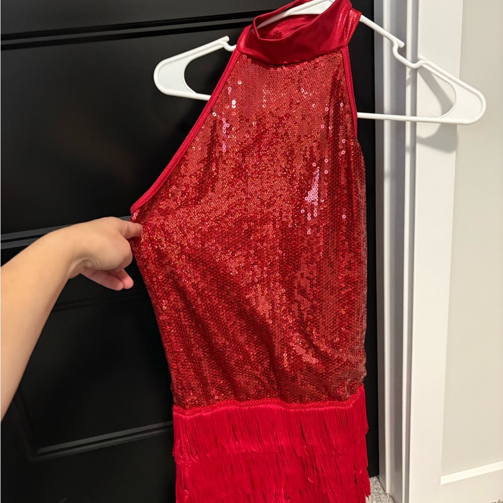 Red Sequin figure skating Dresses